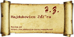 Hajdukovics Zóra névjegykártya